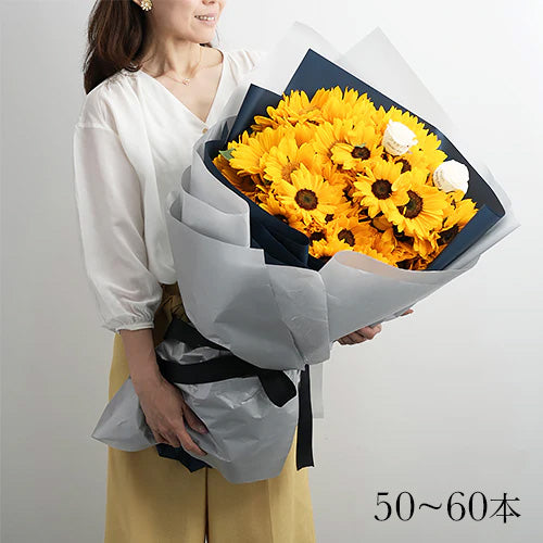 5月から8月限定 生花ひまわりの花束 花びらメッセージ