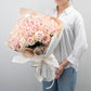 生花ピンクのバラの花束 プロポーズの定番 花びらメッセージ