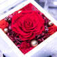 高級ホワイトオルゴールBOX お花イッパイ!プリザーブドフラワー プロポーズ用_レッド